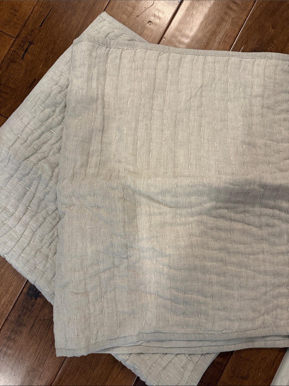 2 Quince KING size European Linen Cotton Stitch Sham Set NATURAL Color $59 FIRM - Picture 3 of 3